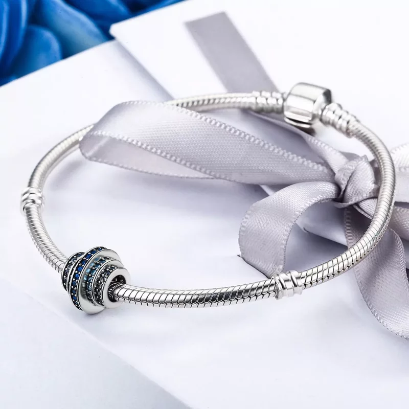 (imagen para) Charm Rítmico Azul Plateado al Estilo Pandora - SCC129 - Ver 4