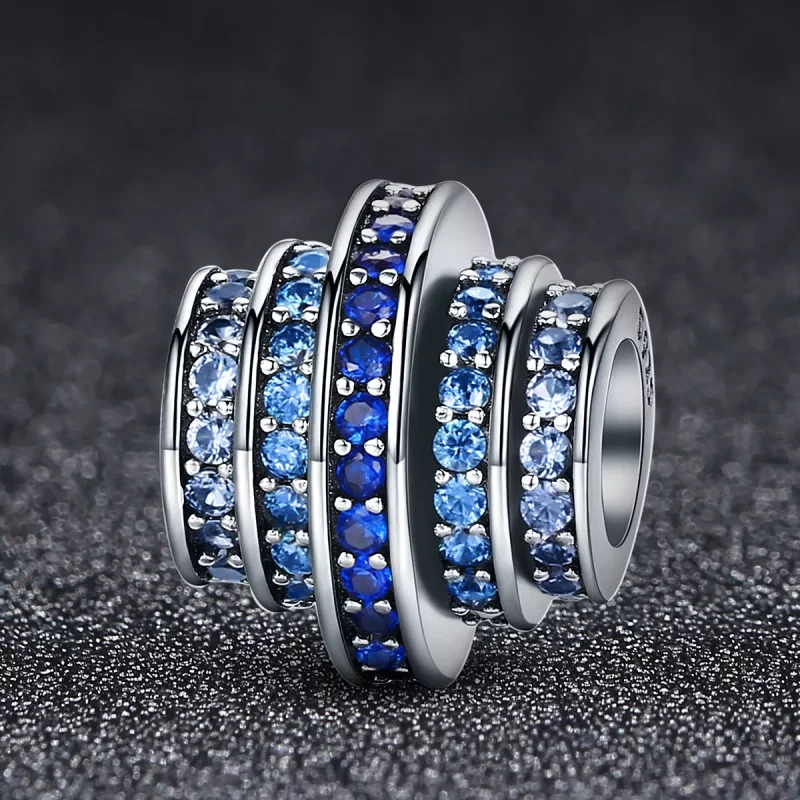 (imagen para) Charm Rítmico Azul Plateado al Estilo Pandora - SCC129 - Ver 6