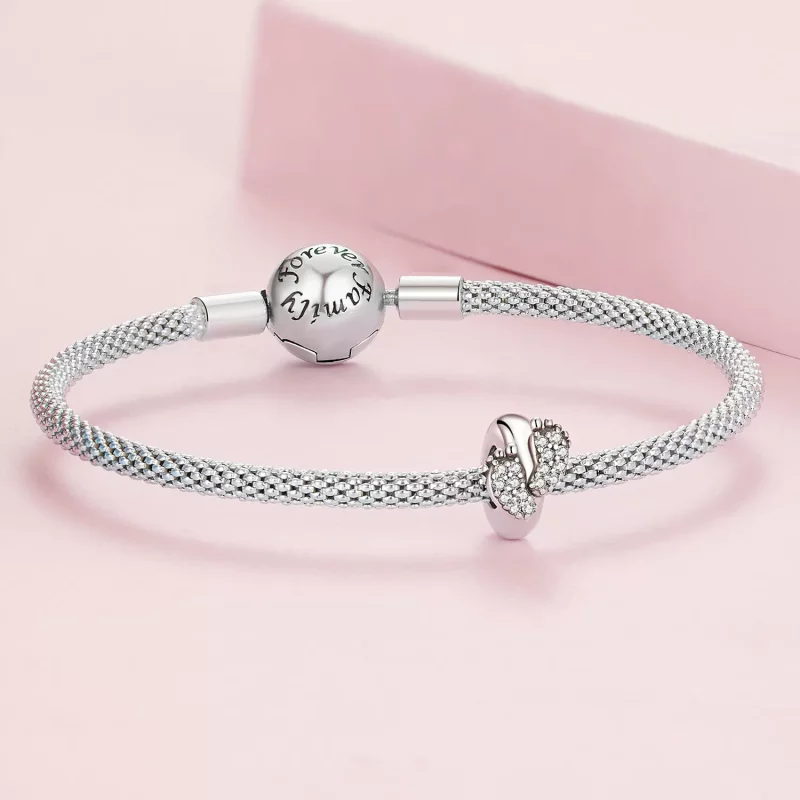 (imagen para) Charm separador con estilo Pandora de huellas de bebé - BSC688 - Ver 5