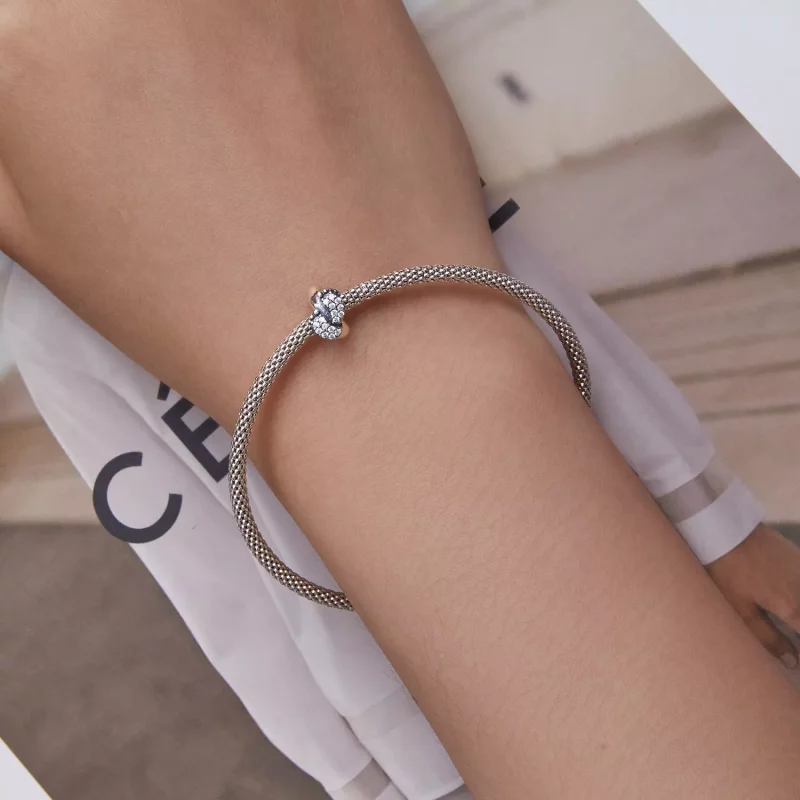 (imagen para) Charm separador con estilo Pandora de huellas de bebé - BSC688 - Ver 6