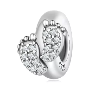 Charm separador con estilo Pandora de huellas de bebé - BSC688 (imagen para) Charm separador con estilo Pandora de huellas de bebé - BSC688
