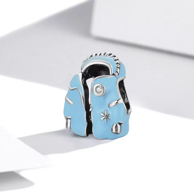(imagen para) Charm tipo Pandora de chaqueta de plumas azul cielo - SCC1999 - Ver 2