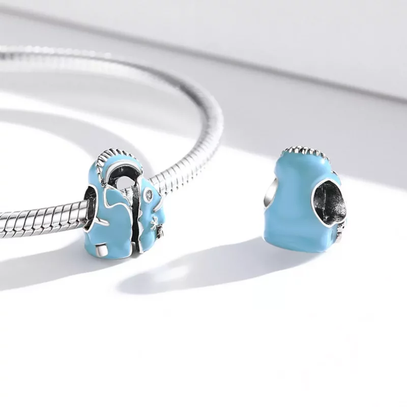 (imagen para) Charm tipo Pandora de chaqueta de plumas azul cielo - SCC1999 - Ver 4