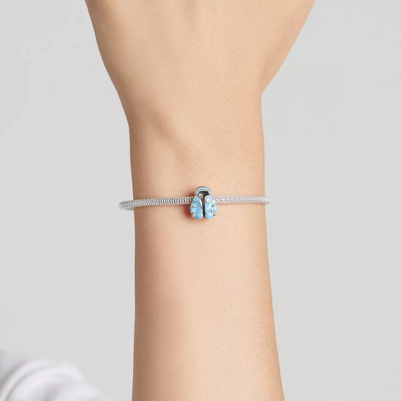 (imagen para) Charm tipo Pandora de chaqueta de plumas azul cielo - SCC1999 - Ver 5