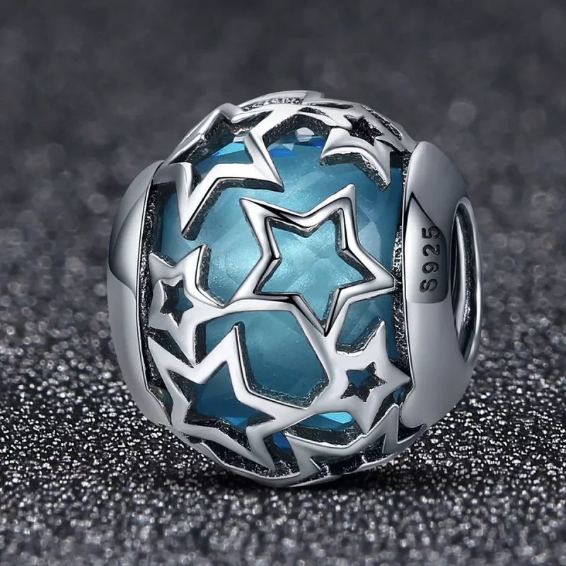 (imagen para) Charm tipo Pandora de estrellas plateadas - SCC411 - Ver 2