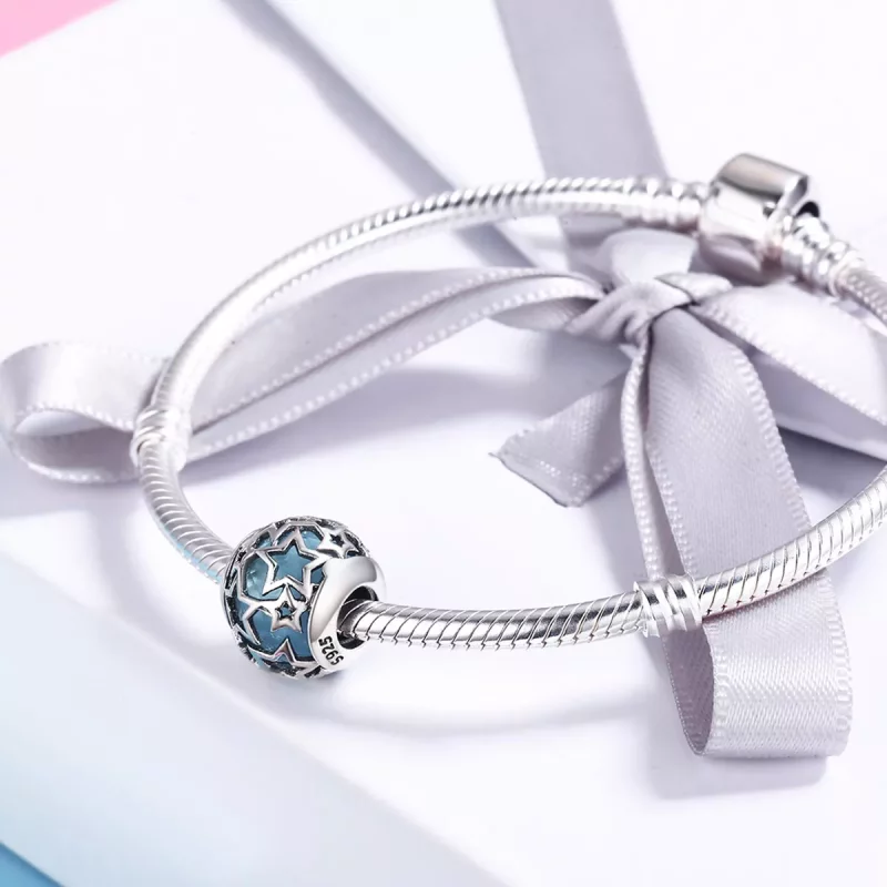 (imagen para) Charm tipo Pandora de estrellas plateadas - SCC411 - Ver 4