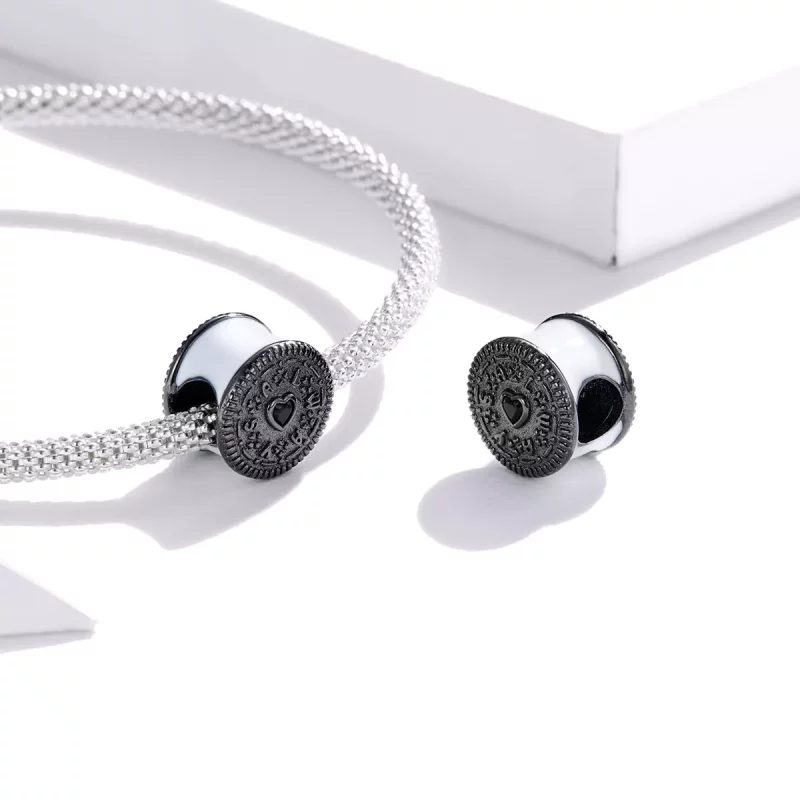(imagen para) Charm tipo Pandora en plata con diseño de galleta sándwich - BSC352 - Ver 4