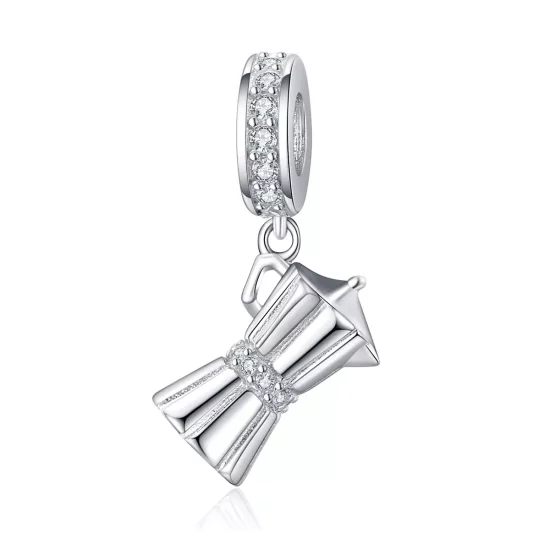 (imagen para) Colgante de cafetera plateada con estilo Pandora - SCC1287