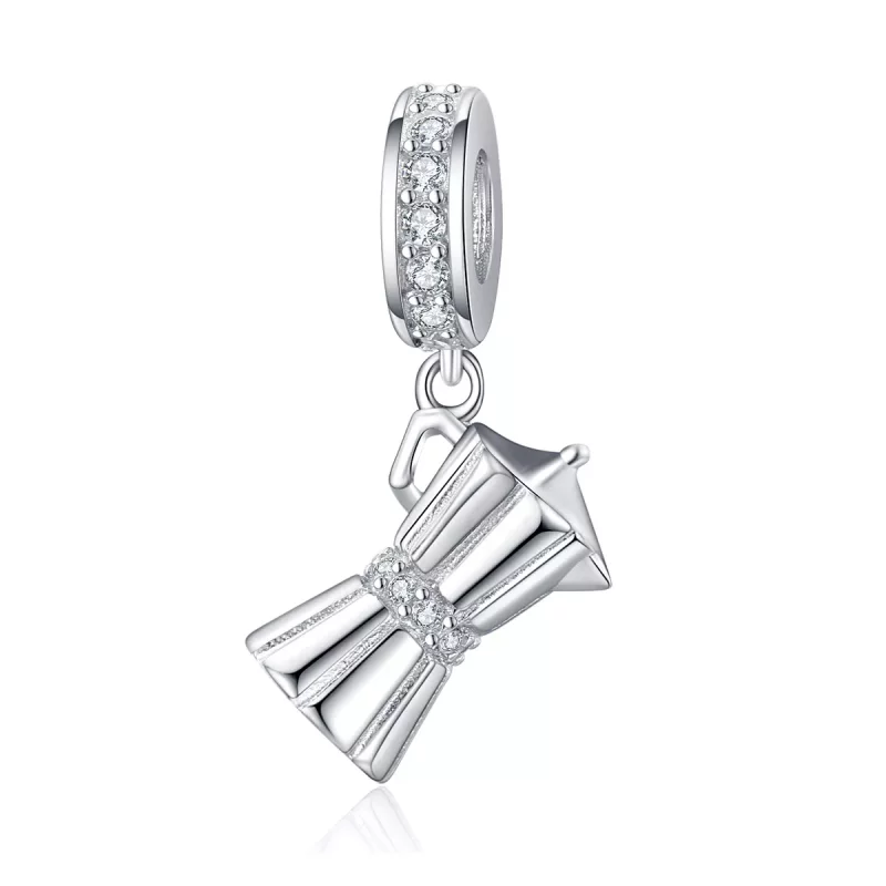 (imagen para) Colgante de cafetera plateada con estilo Pandora - SCC1287