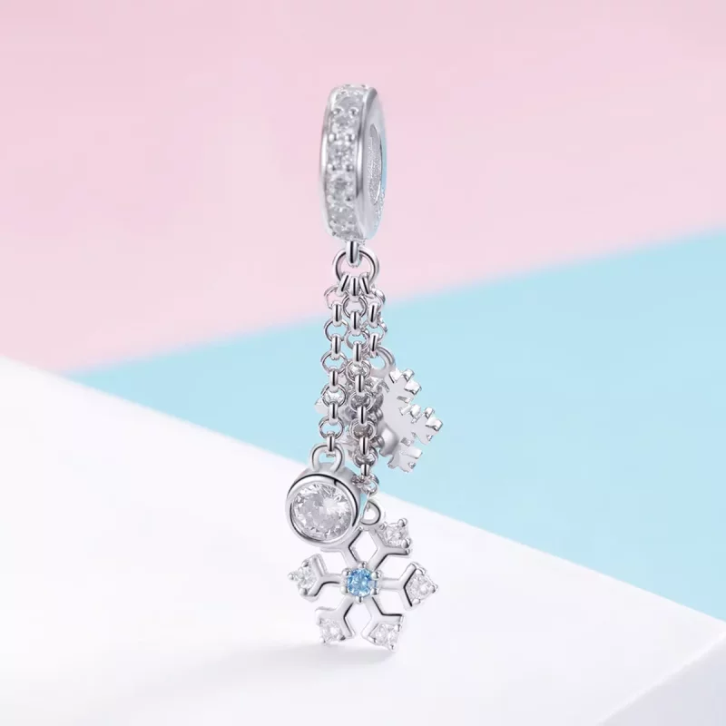 (imagen para) Colgante de Copo de Nieve de Plata al Estilo Pandora - SCC1020 - Ver 2