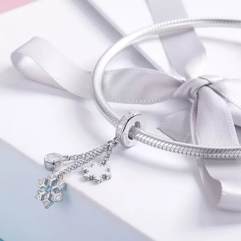 (imagen para) Colgante de Copo de Nieve de Plata al Estilo Pandora - SCC1020 - Ver 3