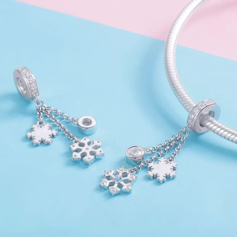 (imagen para) Colgante de Copo de Nieve de Plata al Estilo Pandora - SCC1020 - Ver 4