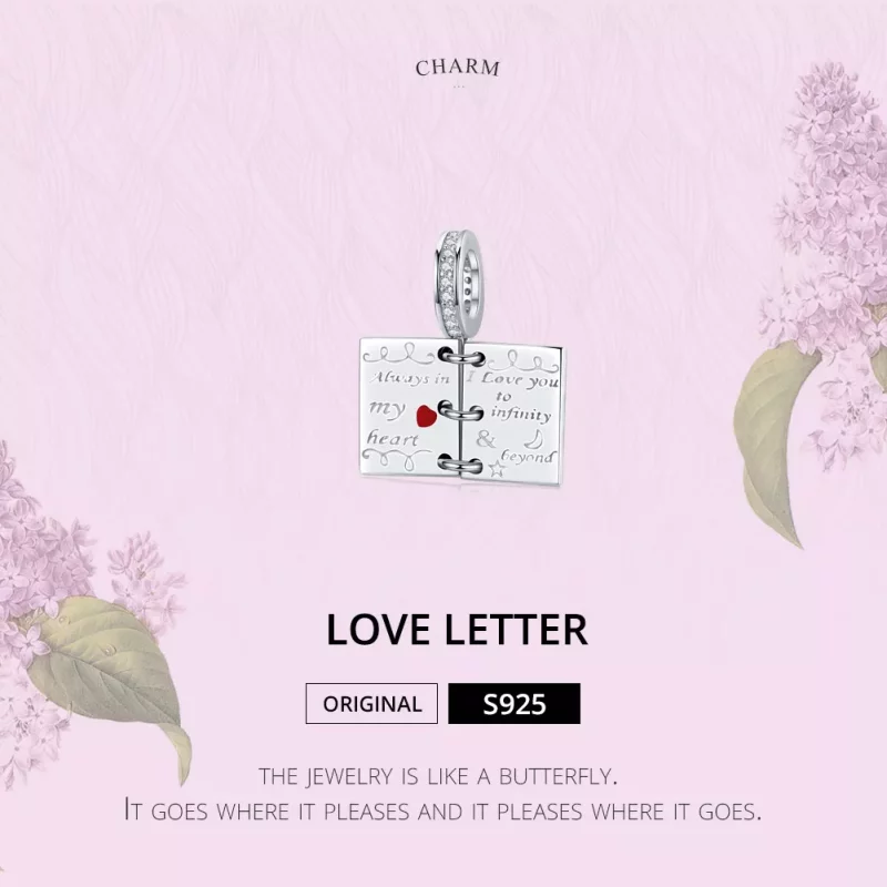 (imagen para) Colgante de letra de amor en estilo Pandora de plata - SCC1262 - Ver 2