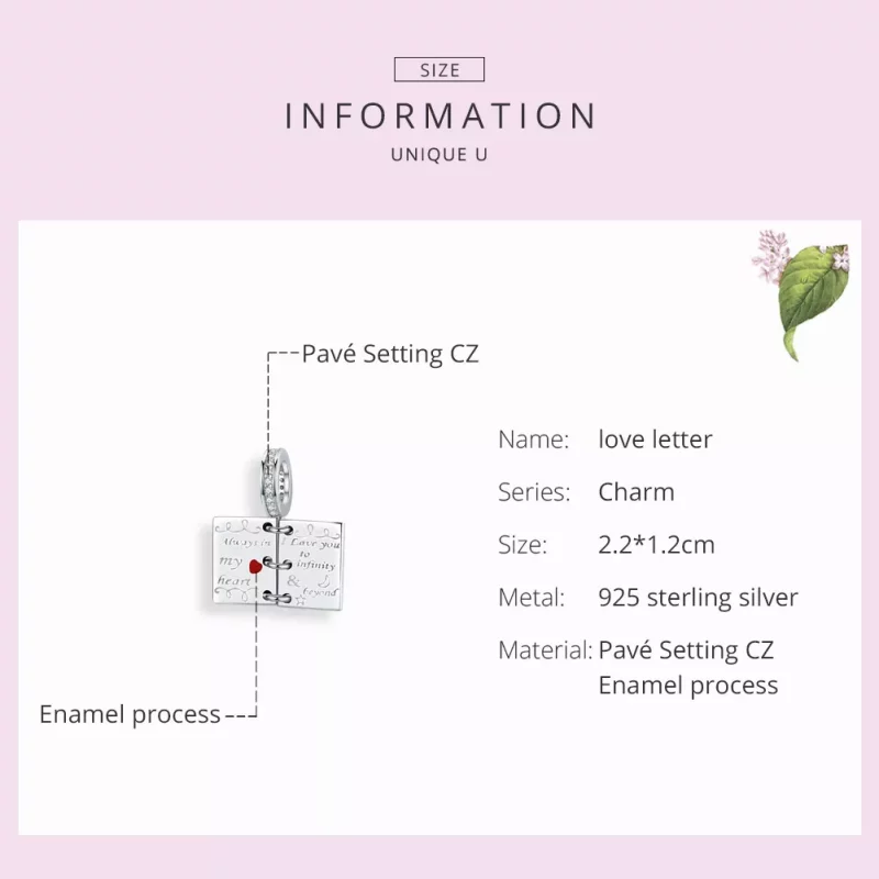(imagen para) Colgante de letra de amor en estilo Pandora de plata - SCC1262 - Ver 3