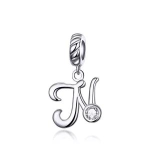 (imagen para) Colgante de letra N en plata estilo Pandora - SCC1183-N