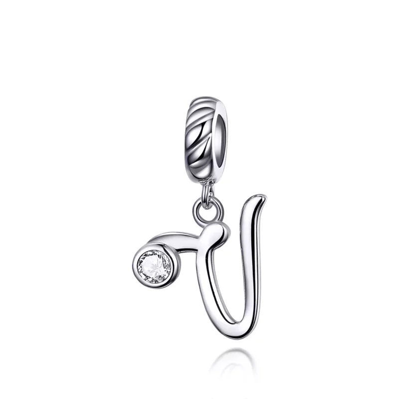 (imagen para) Colgante de letra V en plata estilo Pandora - SCC1183-V