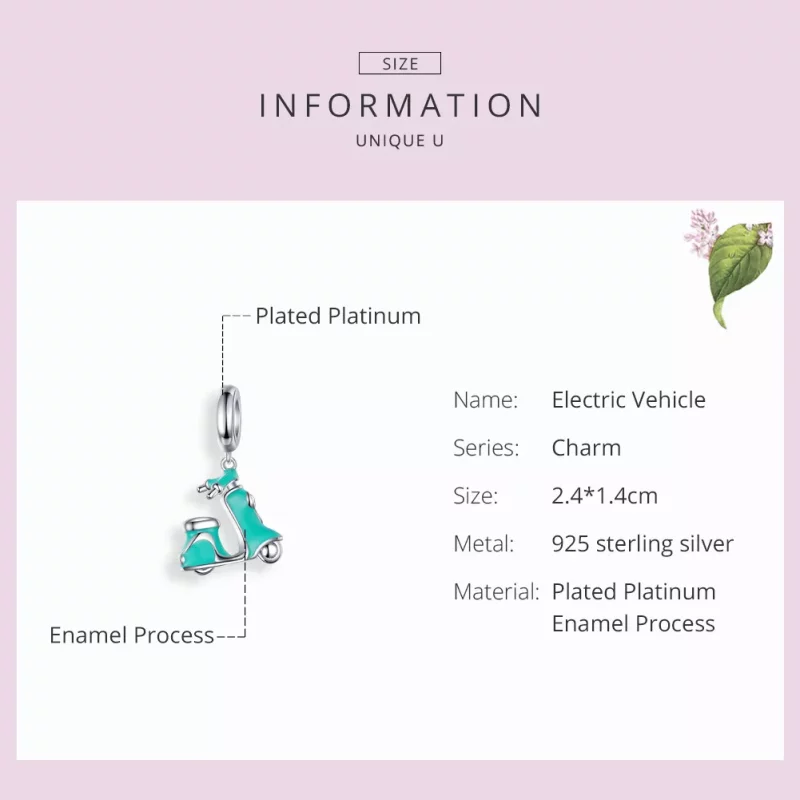 (imagen para) Colgante de plata estilo Pandora con forma de scooter - SCC1201 - Ver 3