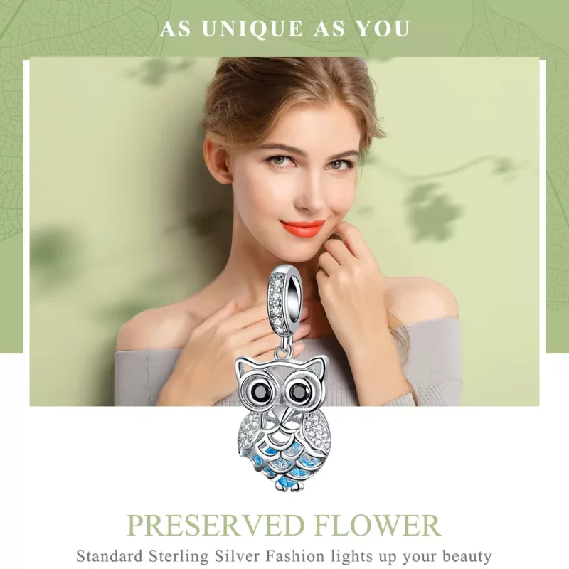 (imagen para) Dije de búho perpetuo de plata estilo Pandora - SCC1124 - Ver 2