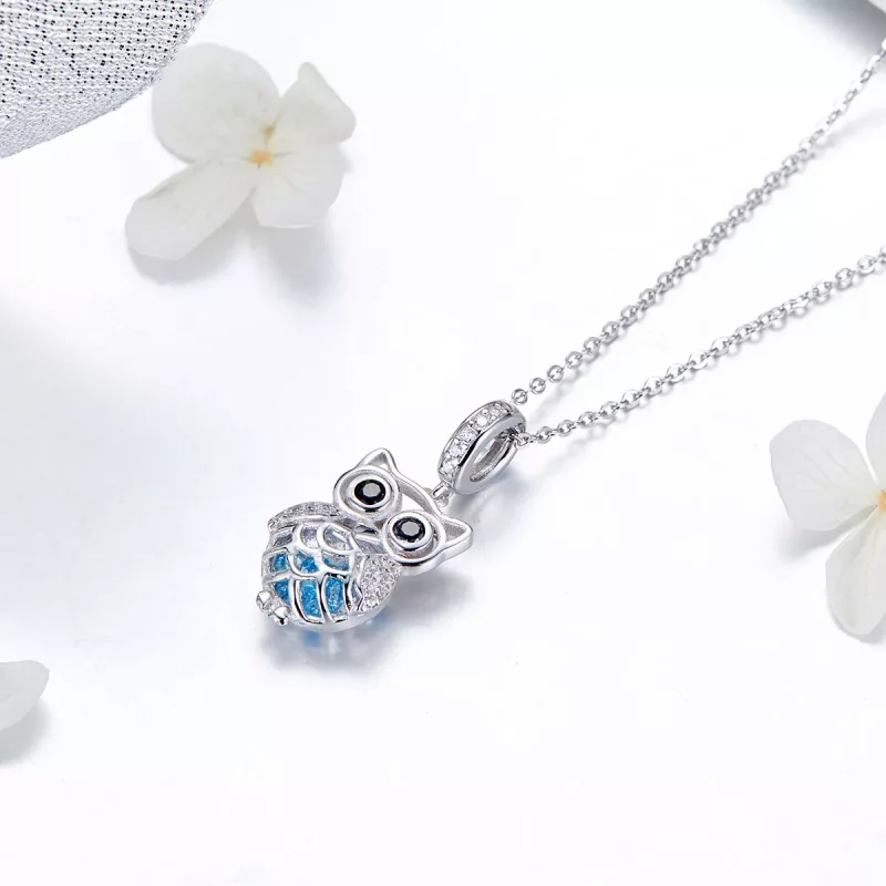 (imagen para) Dije de búho perpetuo de plata estilo Pandora - SCC1124 - Ver 3