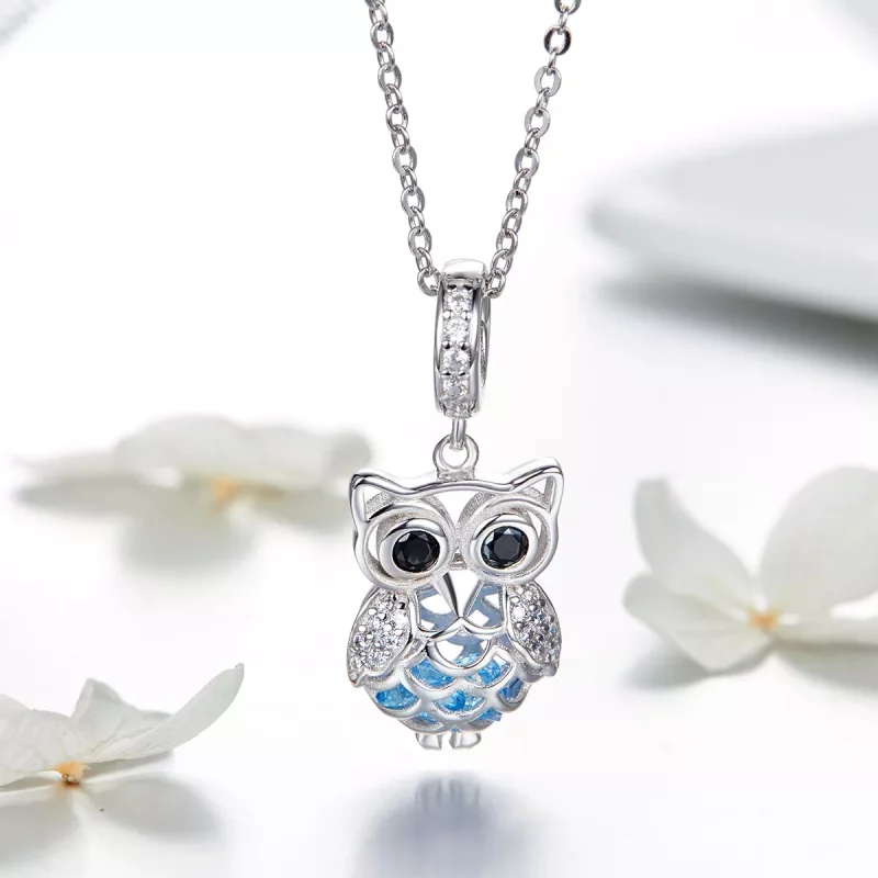 (imagen para) Dije de búho perpetuo de plata estilo Pandora - SCC1124 - Ver 6