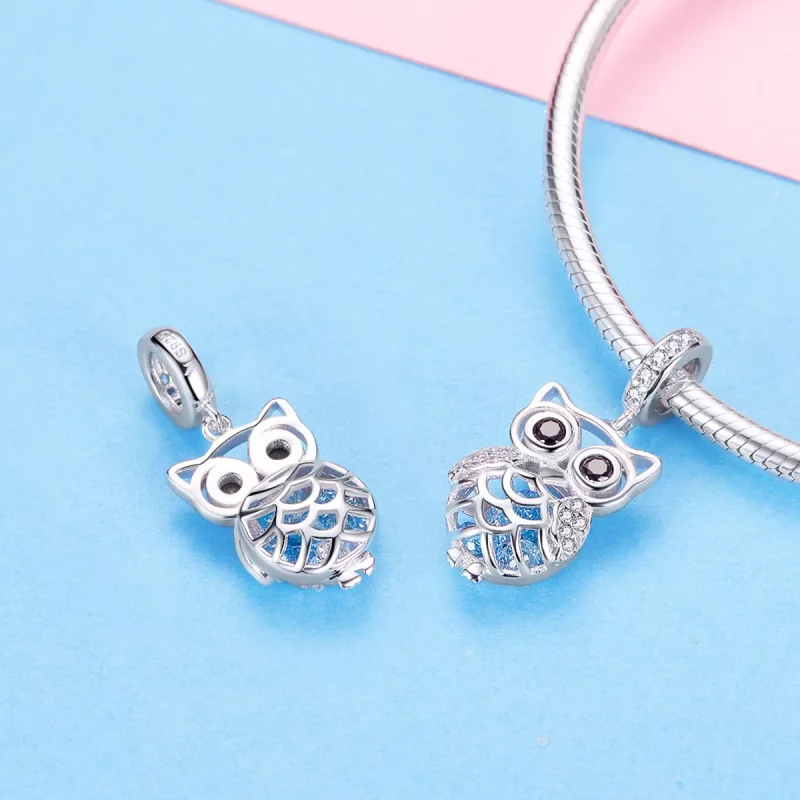 (imagen para) Dije de búho perpetuo de plata estilo Pandora - SCC1124 - Ver 7