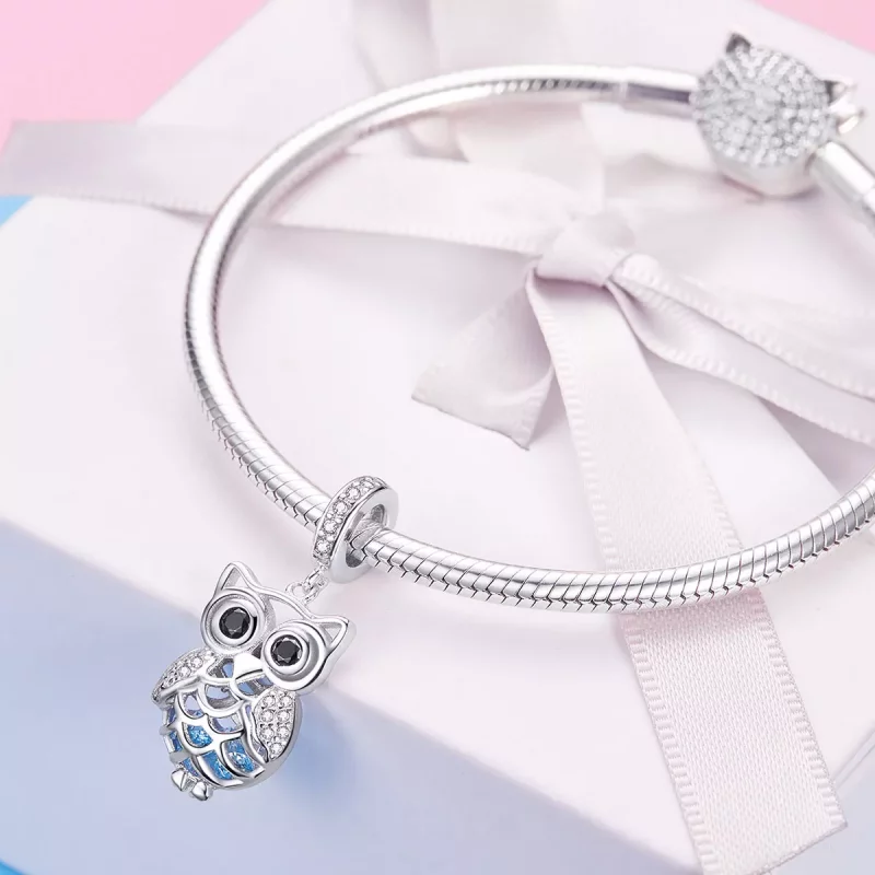 (imagen para) Dije de búho perpetuo de plata estilo Pandora - SCC1124 - Ver 8