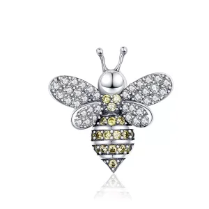 (imagen para) Encanto de abeja de plata estilo Pandora con pavé - SCC1194
