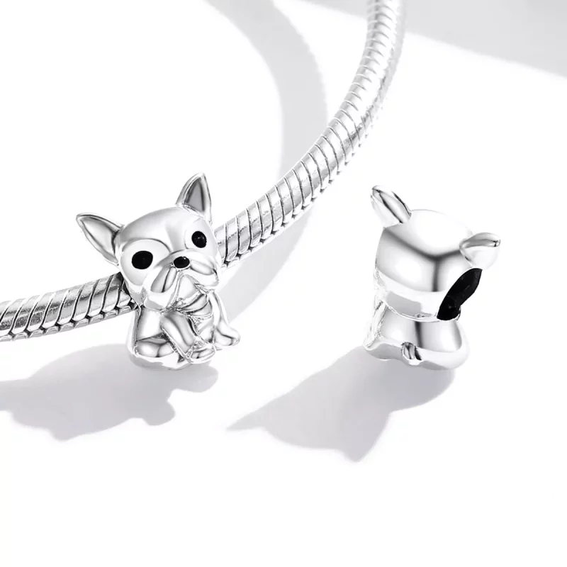 (imagen para) Encanto de Bulldog Francés lindo en plata estilo Pandora - SCC1599 - Ver 4