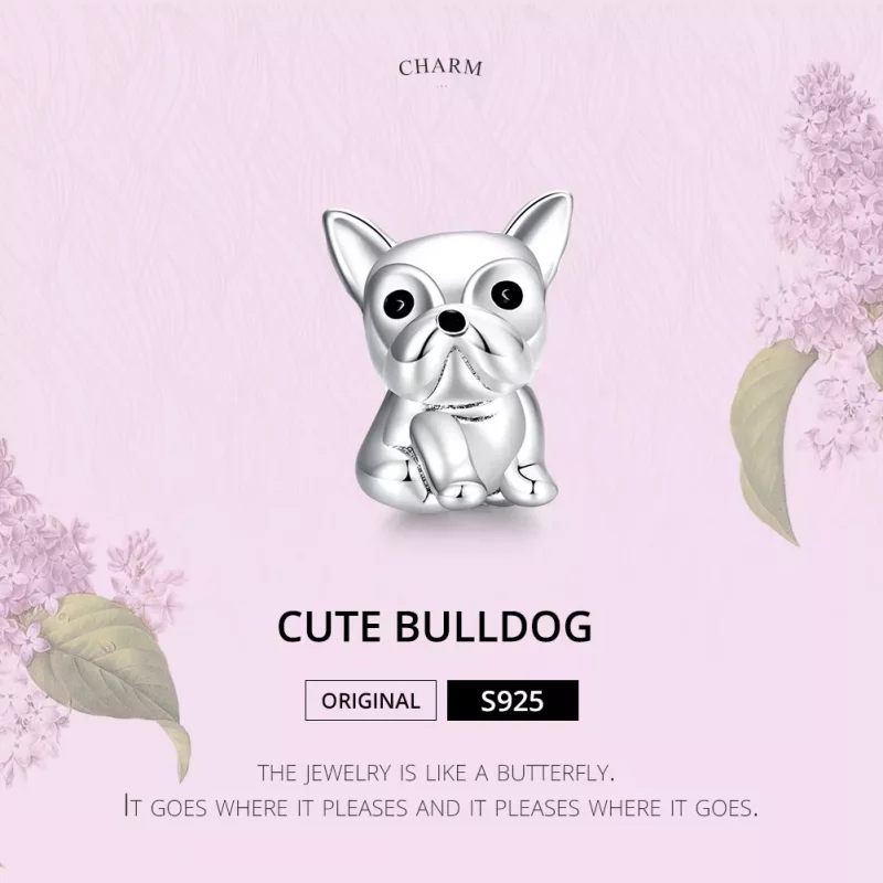 (imagen para) Encanto de Bulldog Francés lindo en plata estilo Pandora - SCC1599 - Ver 6