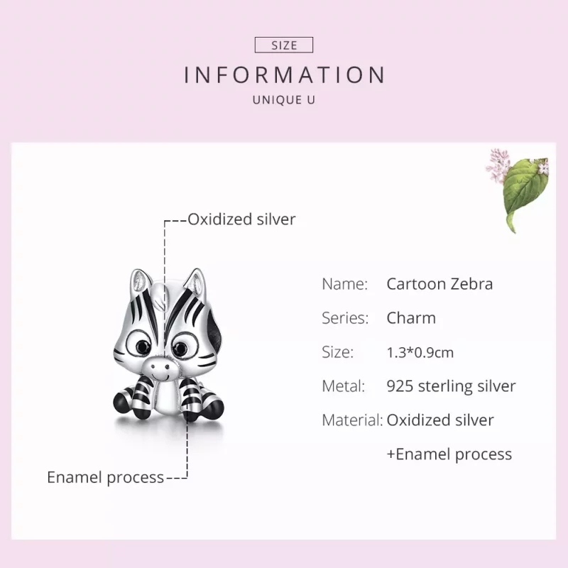 (imagen para) Encanto de Cebra de Estilo Pandora en Plata - BSC387 - Ver 7