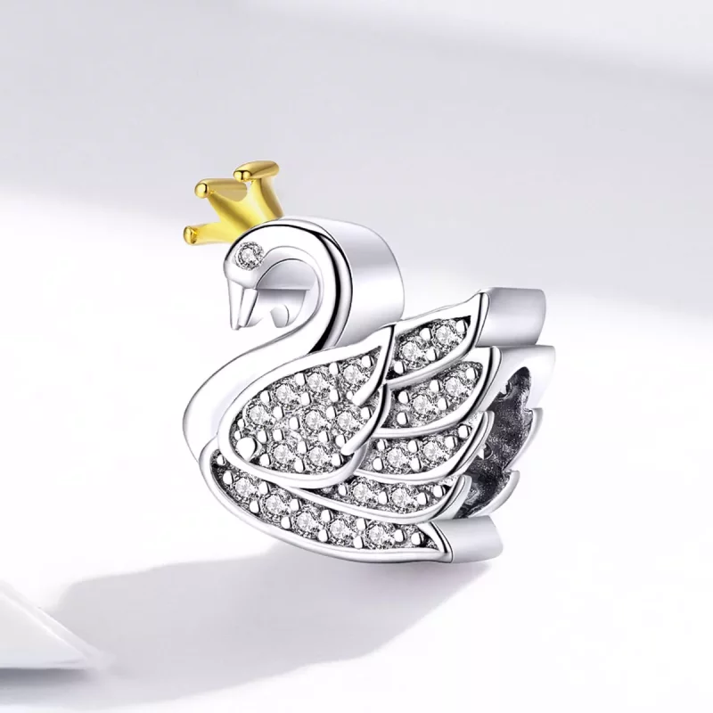 (imagen para) Encanto de Cisne Princesa de Dos Tonos Bicolor Estilo Pandora - SCC1343 - Ver 2
