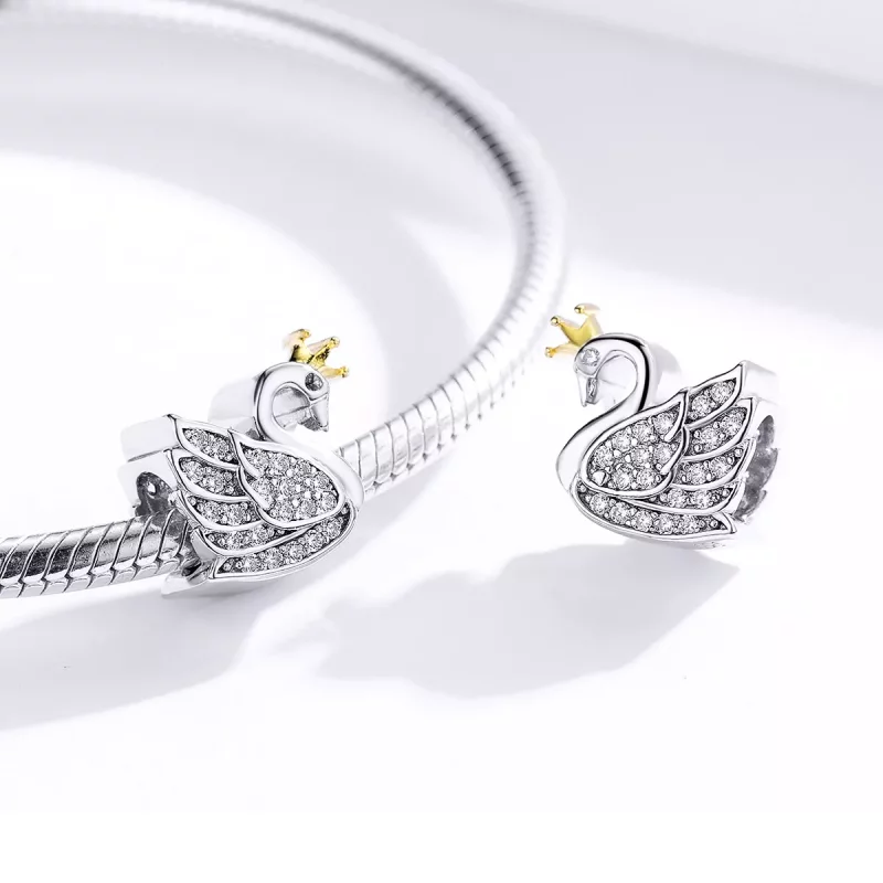(imagen para) Encanto de Cisne Princesa de Dos Tonos Bicolor Estilo Pandora - SCC1343 - Ver 4