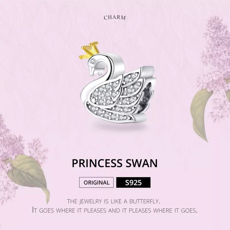 (imagen para) Encanto de Cisne Princesa de Dos Tonos Bicolor Estilo Pandora - SCC1343 - Ver 6