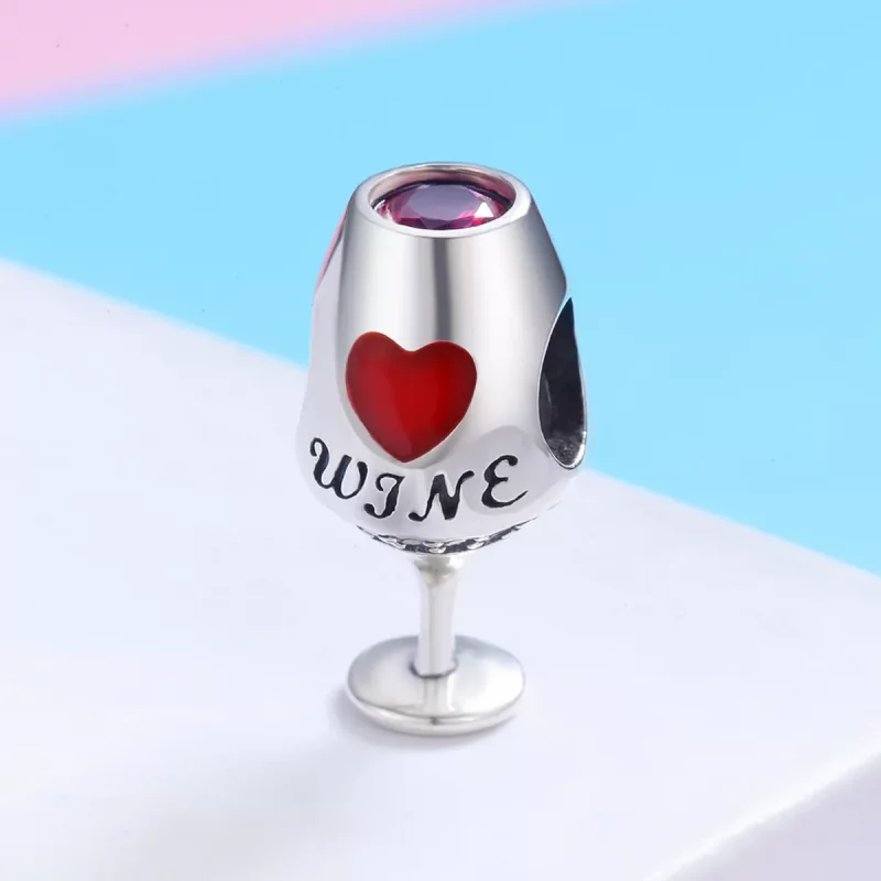 (imagen para) Encanto de copa de vino tinto plateado estilo Pandora - SCC788 - Ver 2