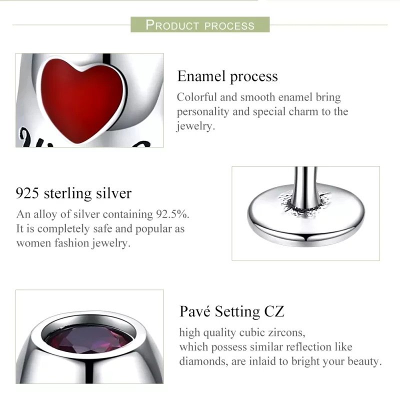 (imagen para) Encanto de copa de vino tinto plateado estilo Pandora - SCC788 - Ver 7