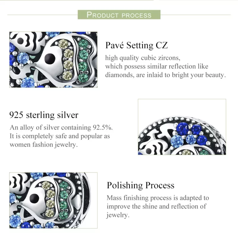 (imagen para) Encanto de estilo Pandora en plata con coloridos peces del mundo submarino - SCC - Ver 7