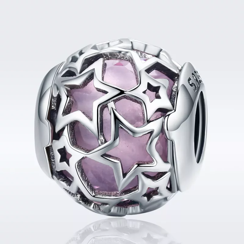 (imagen para) Encanto de estrellas románticas en estilo Pandora de plata - SCC510 - Ver 2