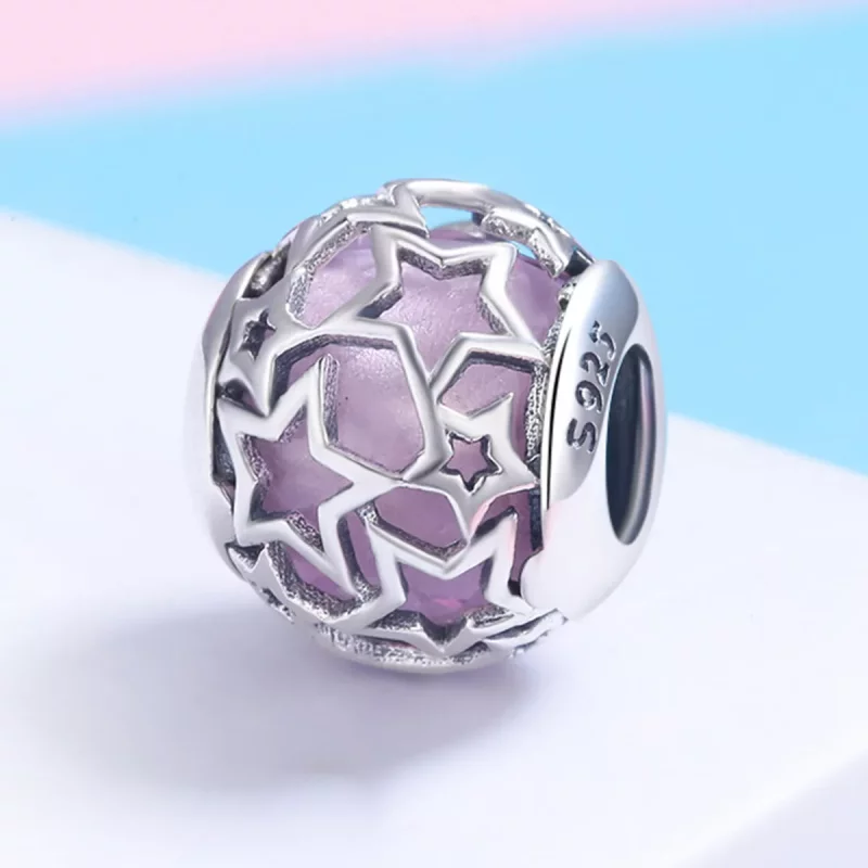 (imagen para) Encanto de estrellas románticas en estilo Pandora de plata - SCC510 - Ver 3