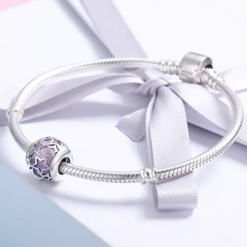 (imagen para) Encanto de estrellas románticas en estilo Pandora de plata - SCC510 - Ver 4