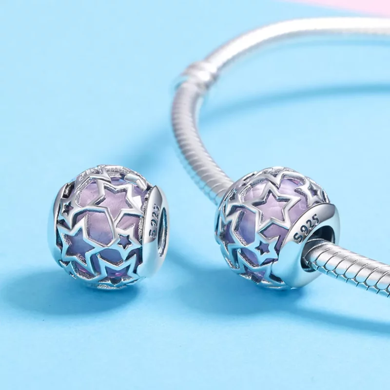 (imagen para) Encanto de estrellas románticas en estilo Pandora de plata - SCC510 - Ver 5