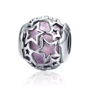 (imagen para) Encanto de estrellas románticas en estilo Pandora de plata - SCC510
