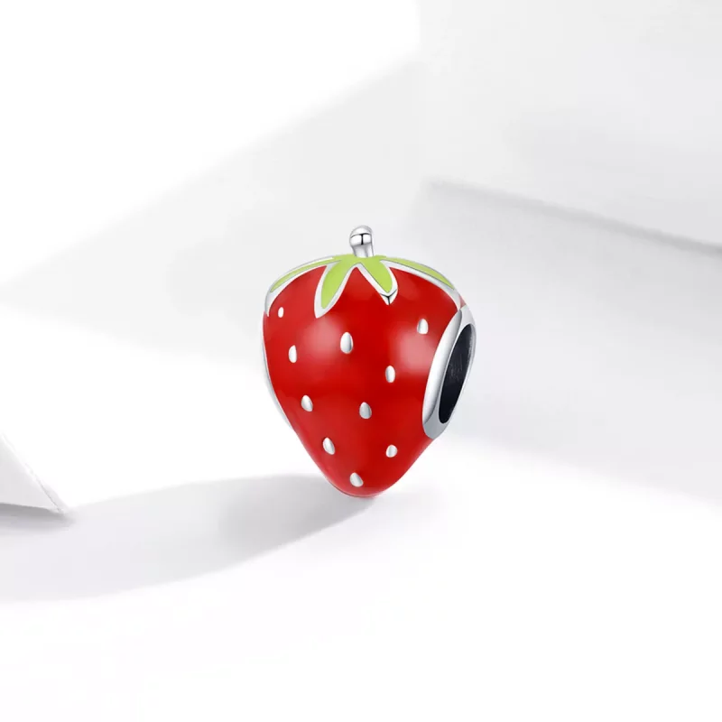(imagen para) Encanto de Fresa Encantadora de Plata Estilo Pandora - SCC1839 - Ver 2