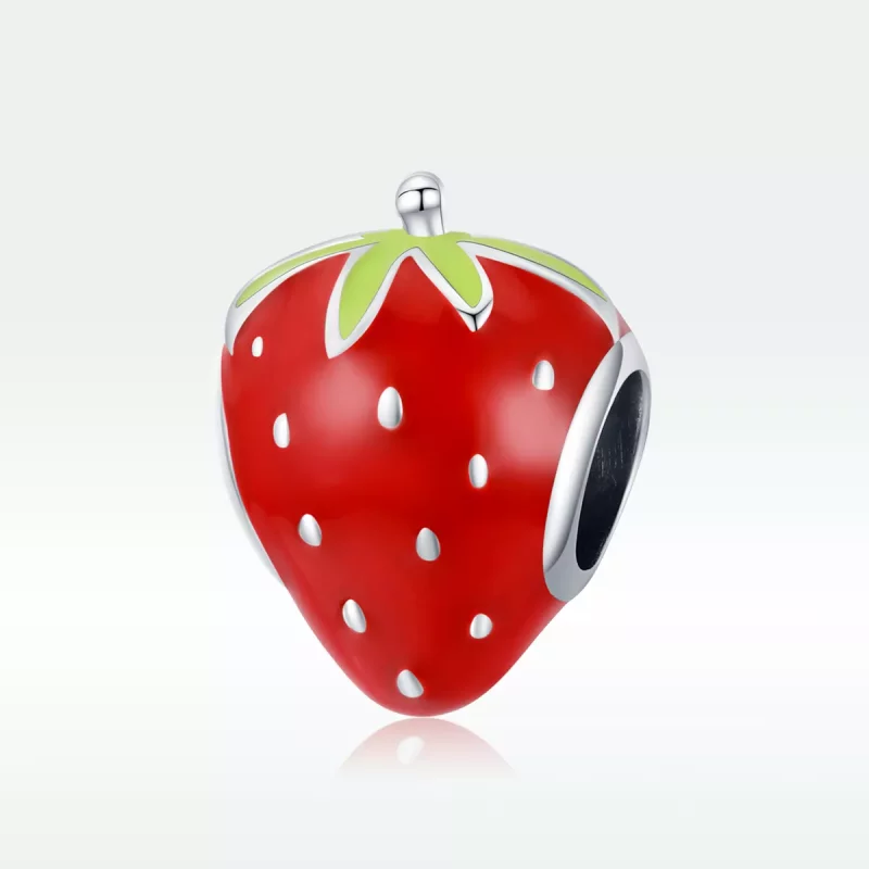 (imagen para) Encanto de Fresa Encantadora de Plata Estilo Pandora - SCC1839 - Ver 5