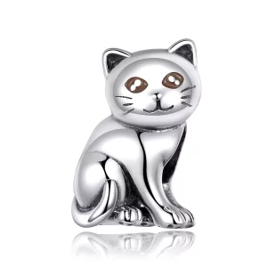 (imagen para) Encanto de gato lindo de estilo Pandora en plata - SCC1305