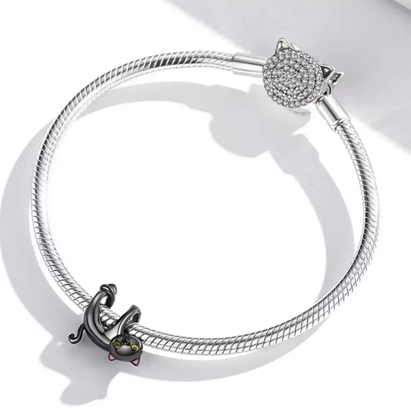 (imagen para) Encanto de gato negro lindo estilo Pandora - BSC520 - Ver 3