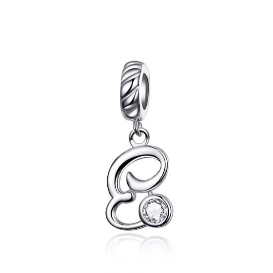 (imagen para) Encanto de letra E en plata estilo Pandora - SCC1183-E