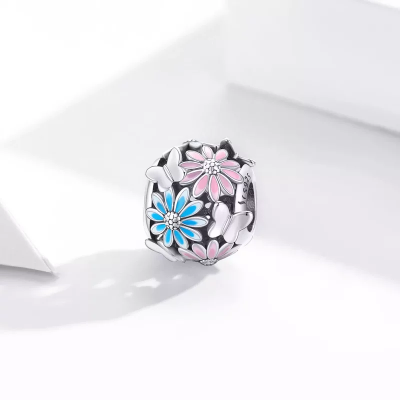 (imagen para) Encanto de margaritas plateadas estilo Pandora - SCC1837 - Ver 2