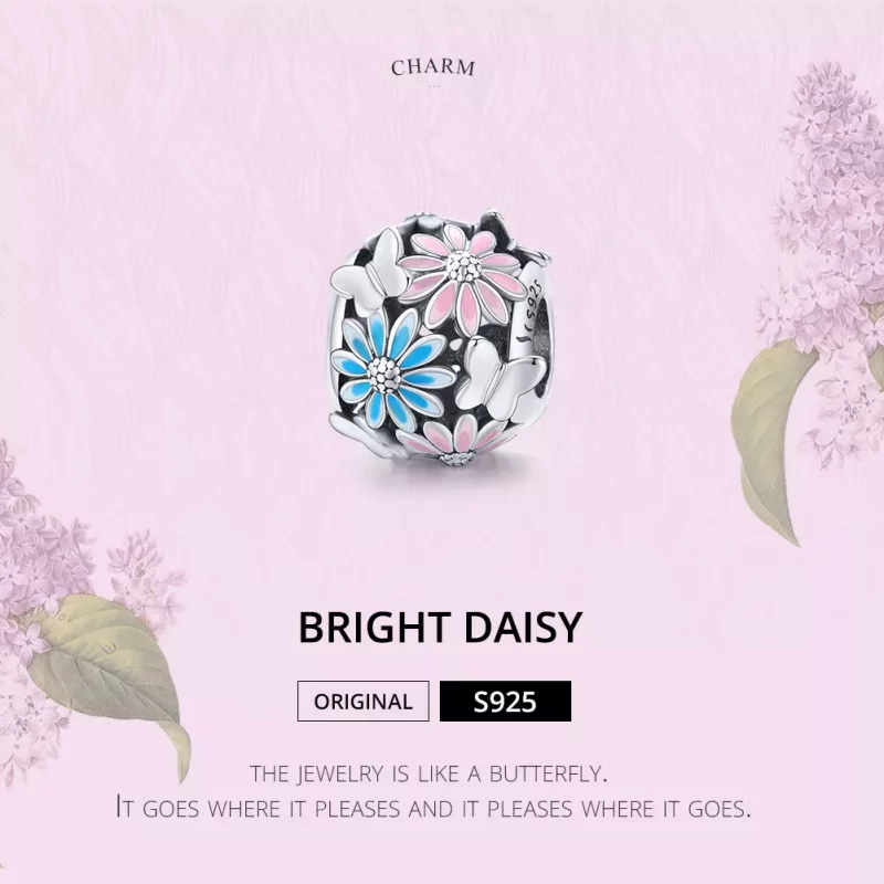 (imagen para) Encanto de margaritas plateadas estilo Pandora - SCC1837 - Ver 7