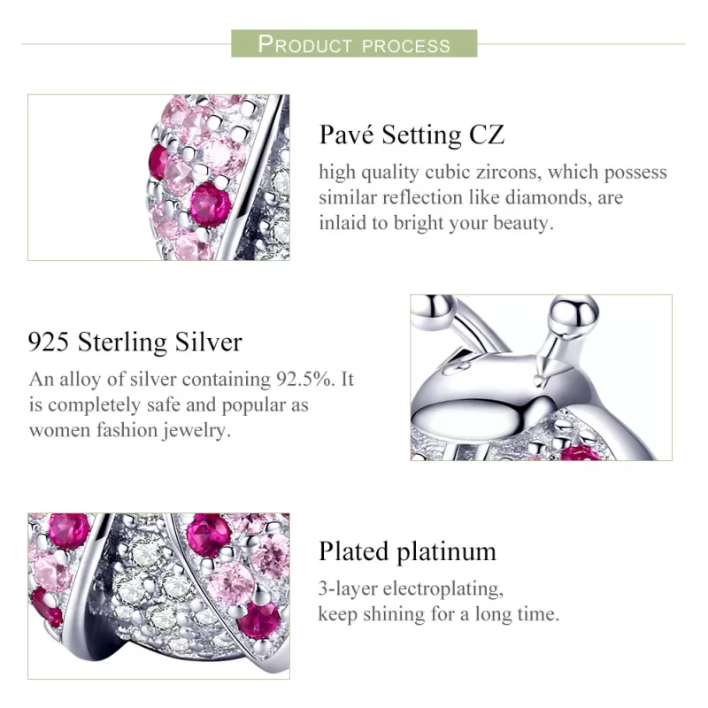 (imagen para) Encanto de mariquita plateado estilo Pandora - SCC1120 - Ver 5