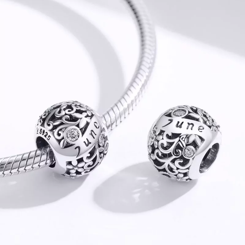 (imagen para) Encanto de Piedra de Nacimiento de Junio de Estilo Pandora en Plata - SCC1385-6 - Ver 3
